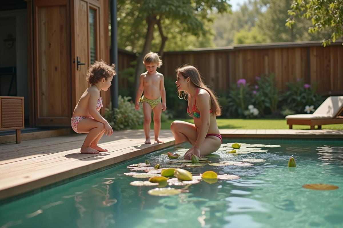 Famille jouant près d