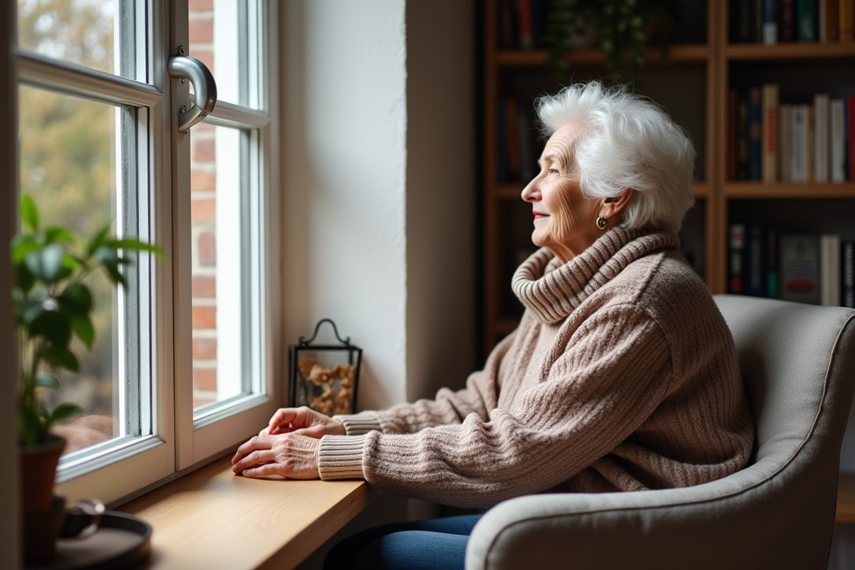 Femme âgée regardant l