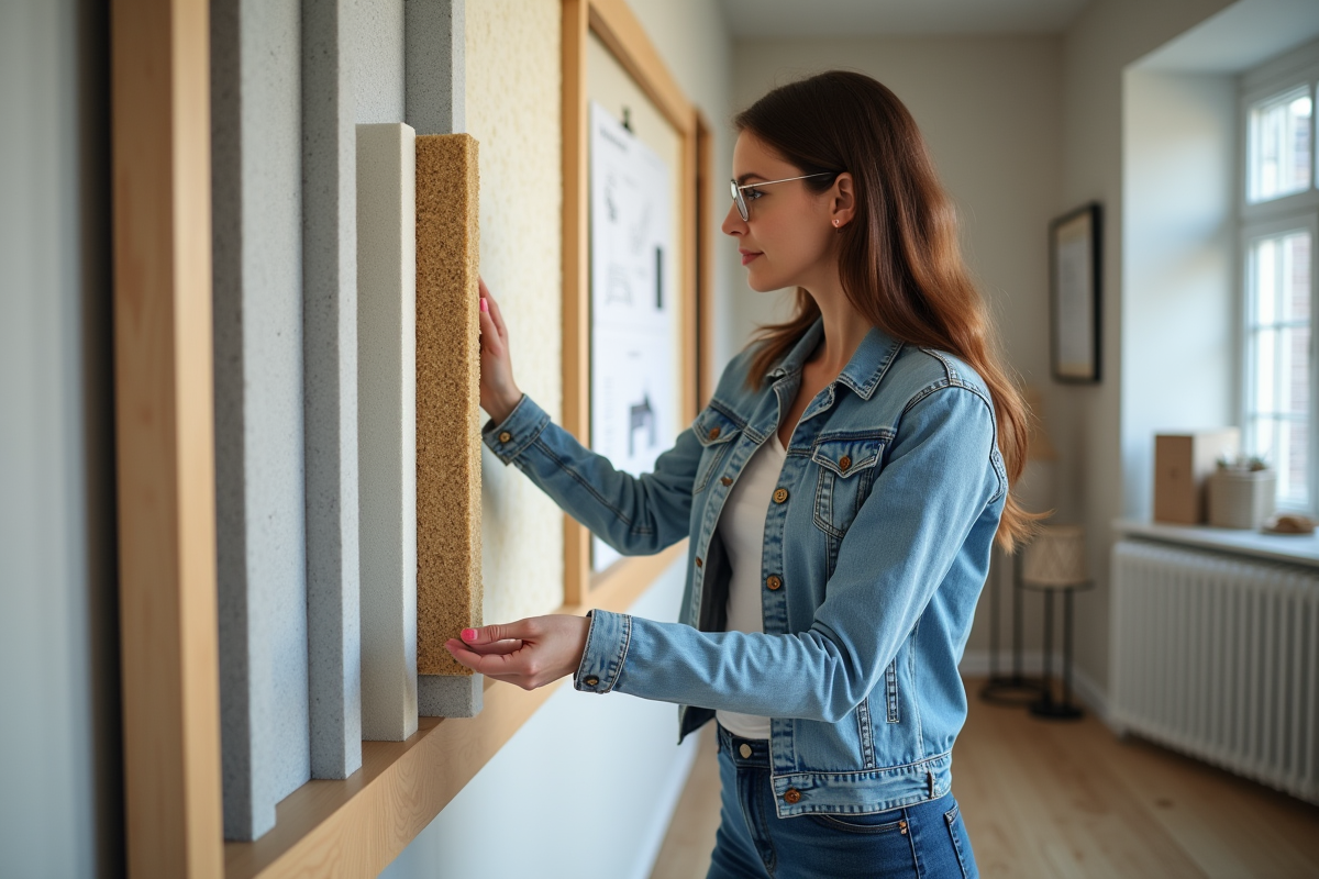 Architecte inspectant un mur avec différents types d