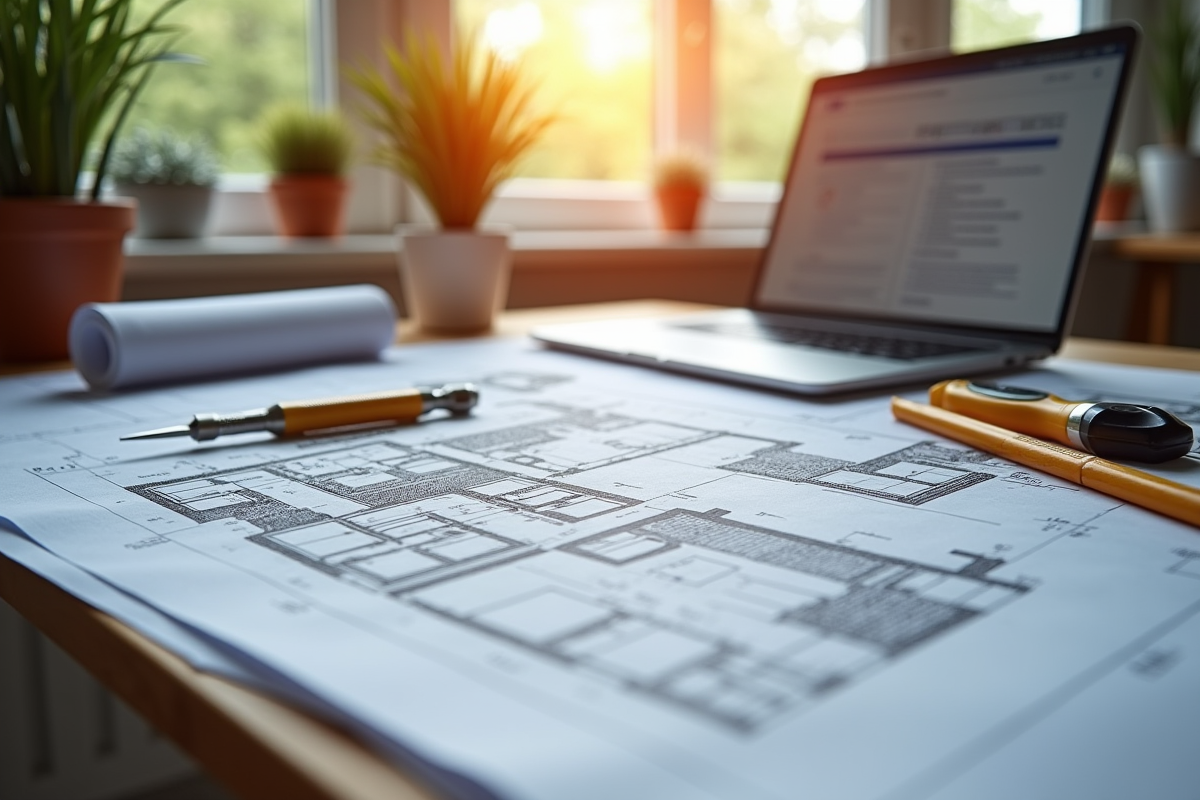 Espace de travail avec plans d